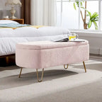 Banc ottoman de rangement avec pieds dorés pour bout de lit, banc d'entrée en fausse fourrure rembourré avec rangement pour salon et chambre à coucher