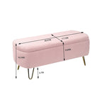 Banc ottoman de rangement avec pieds dorés pour bout de lit, banc d'entrée en fausse fourrure rembourré avec rangement pour salon et chambre à coucher