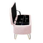 Banc ottoman de rangement avec pieds dorés pour bout de lit, banc d'entrée en fausse fourrure rembourré avec rangement pour salon et chambre à coucher
