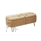 Banc ottoman de rangement avec pieds dorés pour bout de lit, banc d'entrée en fausse fourrure rembourré avec rangement pour salon et chambre à coucher