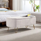 Banc ottoman de rangement avec pieds dorés pour bout de lit, banc d'entrée en fausse fourrure rembourré avec rangement pour salon et chambre à coucher