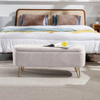 Banc ottoman de rangement avec pieds dorés pour bout de lit, banc d'entrée en fausse fourrure rembourré avec rangement pour salon et chambre à coucher