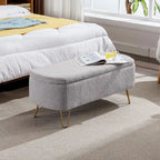 Banc ottoman de rangement avec pieds dorés pour bout de lit, banc d'entrée en fausse fourrure rembourré avec rangement pour salon et chambre à coucher