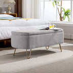 Banc ottoman de rangement avec pieds dorés pour bout de lit, banc d'entrée en fausse fourrure rembourré avec rangement pour salon et chambre à coucher