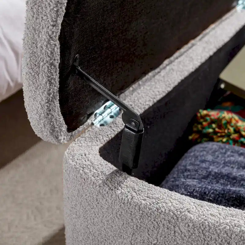 Banc ottoman de rangement avec pieds dorés pour bout de lit, banc d'entrée en fausse fourrure rembourré avec rangement pour salon et chambre à coucher