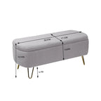 Banc ottoman de rangement avec pieds dorés pour bout de lit, banc d'entrée en fausse fourrure rembourré avec rangement pour salon et chambre à coucher