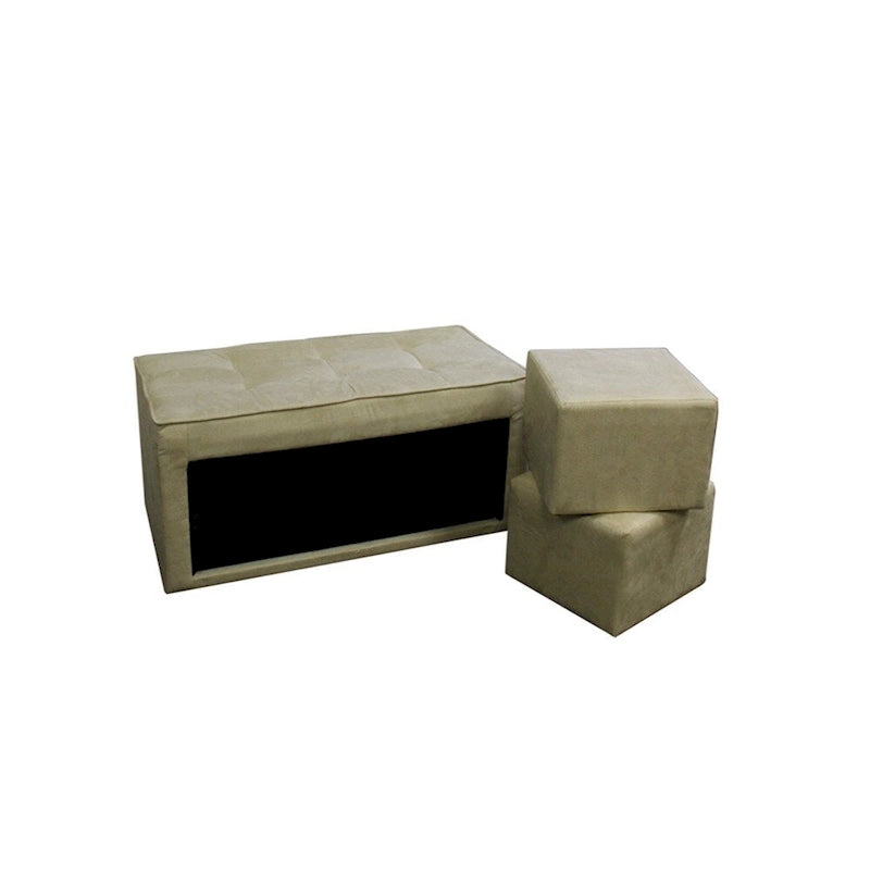 Banc de rangement et pouf beiges