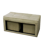 Banc de rangement et pouf beiges