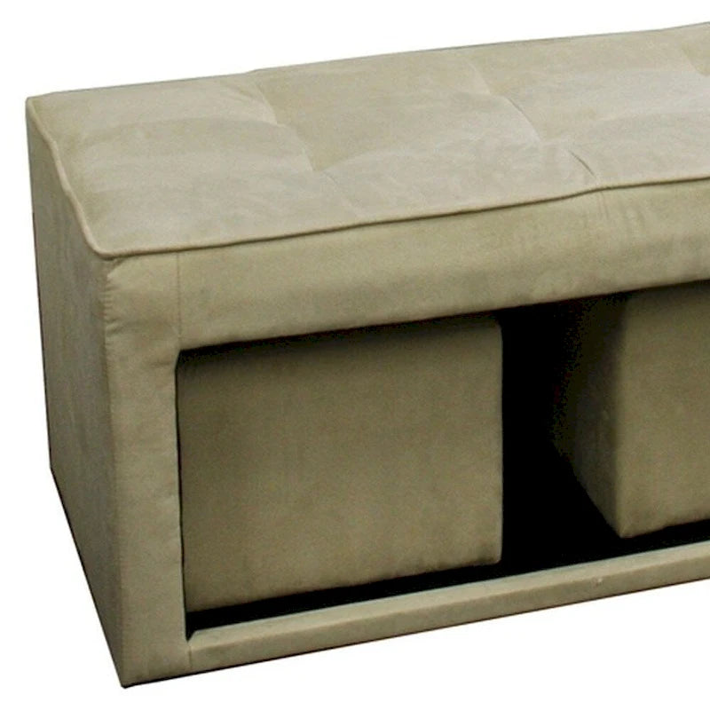 Banc de rangement et pouf beiges
