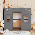 Lit mezzanine en bois avec échelle, taille double