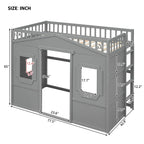Lit mezzanine en bois avec échelle, taille double
