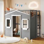 Lit mezzanine en bois avec échelle, taille double