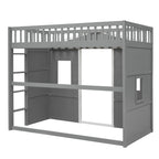 Lit mezzanine en bois avec échelle, taille double