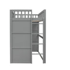 Lit mezzanine en bois avec échelle, taille double