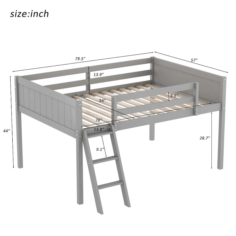 Lit mezzanine bas en bois Harper&Bright Designs avec échelle convertible