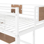 Lit mezzanine double en métal avec bureau et étagères
