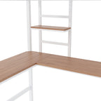 Lit mezzanine double en métal avec bureau et étagères
