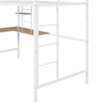 Lit mezzanine double en métal avec bureau et étagères