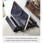 Support pour téléphone et tablette en aluminium, support de bureau minimaliste 13x10x1,8 cm