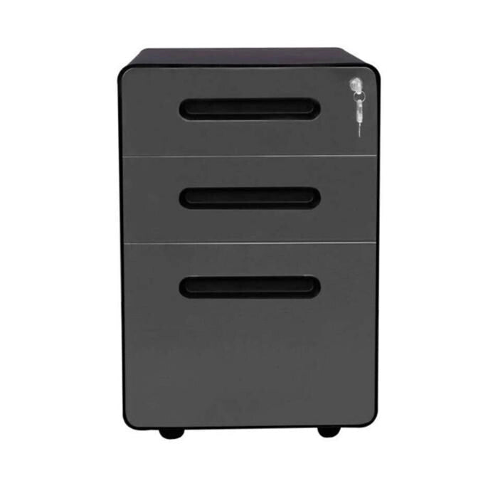 Classeur mobile en métal à 3 tiroirs avec clés de verrouillage et roulettes, rangement de bureau roulant