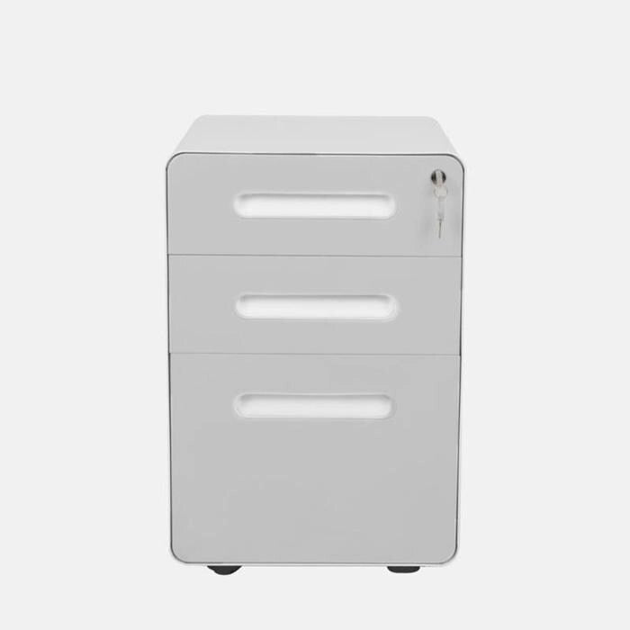 Classeur mobile en métal à 3 tiroirs avec clés de verrouillage et roulettes, rangement de bureau roulant