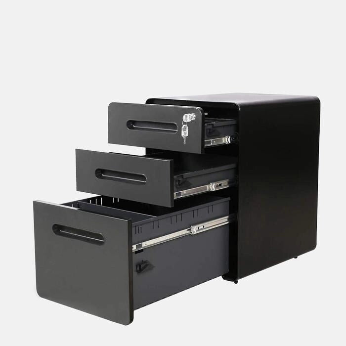 Classeur mobile en métal à 3 tiroirs avec clés de verrouillage et roulettes, rangement de bureau roulant