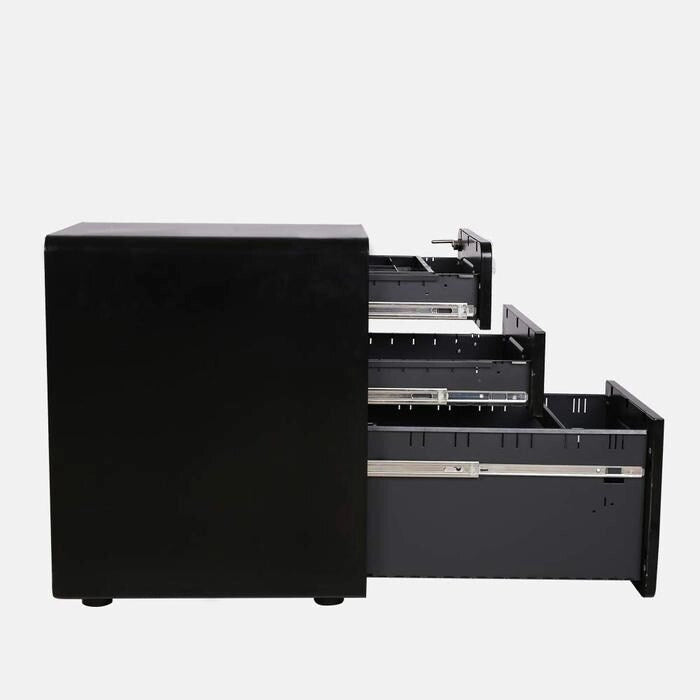 Classeur mobile en métal à 3 tiroirs avec clés de verrouillage et roulettes, rangement de bureau roulant