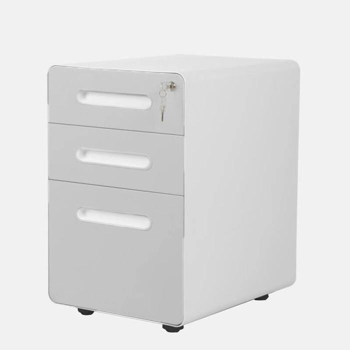 Classeur mobile en métal à 3 tiroirs avec clés de verrouillage et roulettes, rangement de bureau roulant