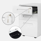 Classeur mobile en métal à 3 tiroirs avec clés de verrouillage et roulettes, rangement de bureau roulant