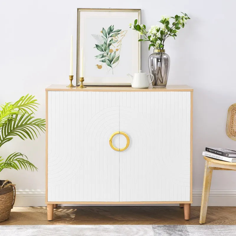 Meuble de rangement avec portes et étagères, meuble en MDF avec étagères réglables, buffet autoportant