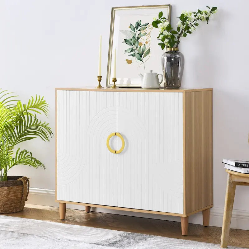 Meuble de rangement avec portes et étagères, meuble en MDF avec étagères réglables, buffet autoportant