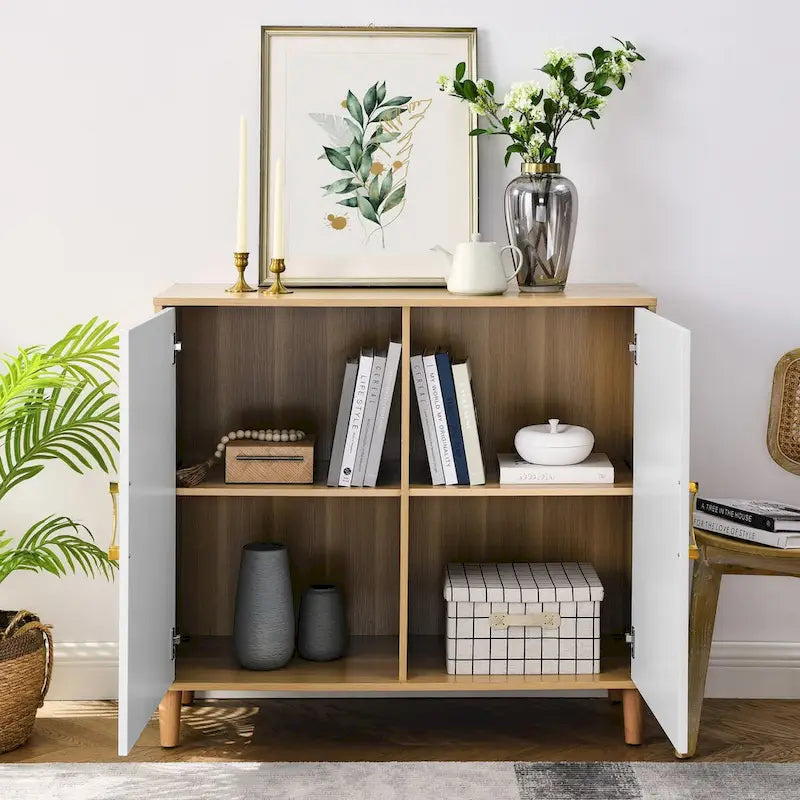 Meuble de rangement avec portes et étagères, meuble en MDF avec étagères réglables, buffet autoportant