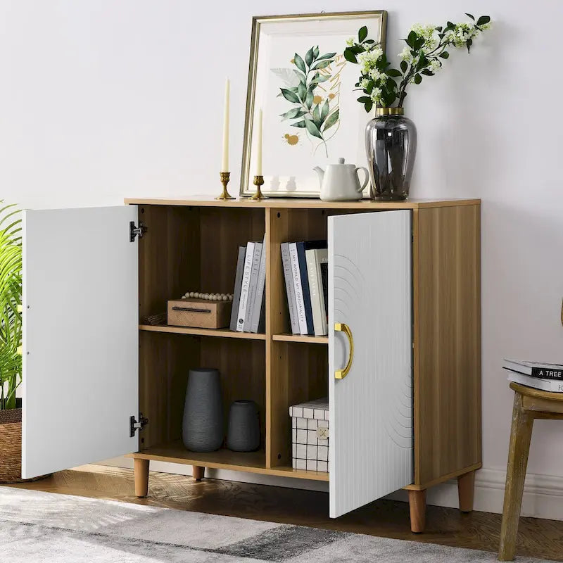 Meuble de rangement avec portes et étagères, meuble en MDF avec étagères réglables, buffet autoportant