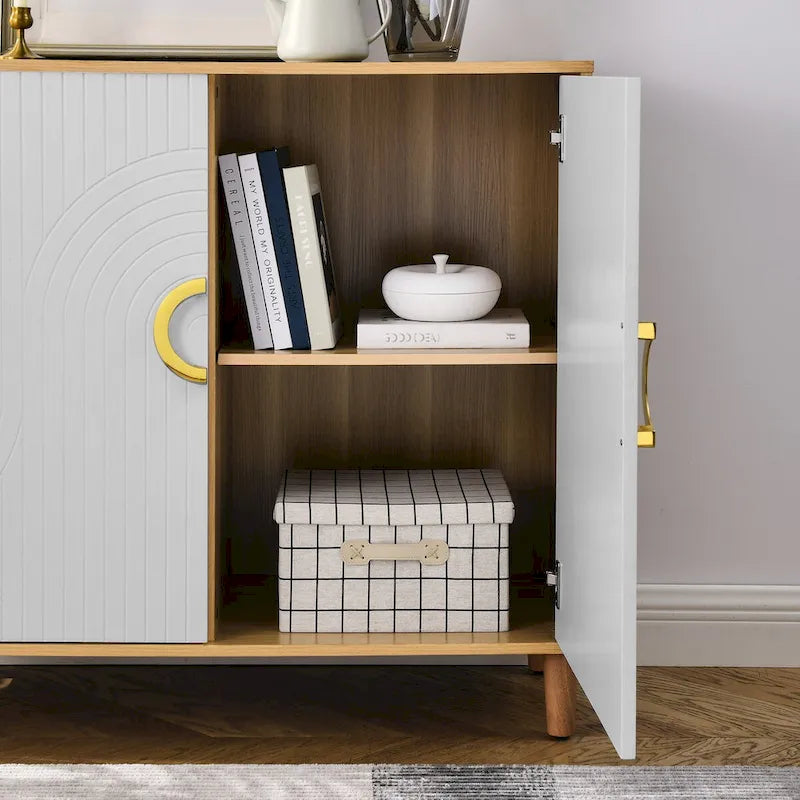 Meuble de rangement avec portes et étagères, meuble en MDF avec étagères réglables, buffet autoportant