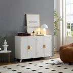Buffet bahut avec 4 portes et étagères amovibles, pour salon, salle à manger, blanc ivoire