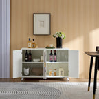 Buffet bahut avec 4 portes et étagères amovibles, pour salon, salle à manger, blanc ivoire