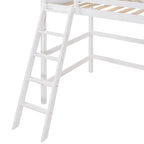 Lit mezzanine en bois massif taille double avec caractéristiques de sécurité