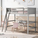 Lit mezzanine en bois massif taille double avec caractéristiques de sécurité