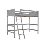 Lit mezzanine en bois massif taille double avec caractéristiques de sécurité