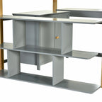 Lit mezzanine en bois avec armoire de rangement intégrée, compartiments et bureau pliable