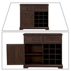 Buffet de style campagnard classique en bois avec porte-bouteilles amovibles