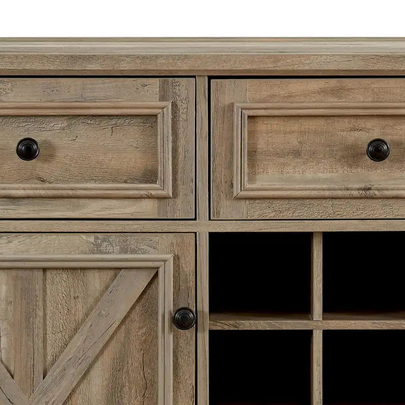 Buffet de style campagnard classique en bois avec porte-bouteilles amovibles