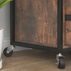 Classeur mobile 2 tiroirs avec serrure et barre de suspension, marron rustique