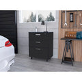 Meuble de Rangement à 3 Tiroirs avec Roulettes, Finition Wengé Noir, Organiseur de Bureau Durable