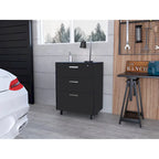 Meuble de Rangement à 3 Tiroirs avec Roulettes, Finition Wengé Noir, Organiseur de Bureau Durable