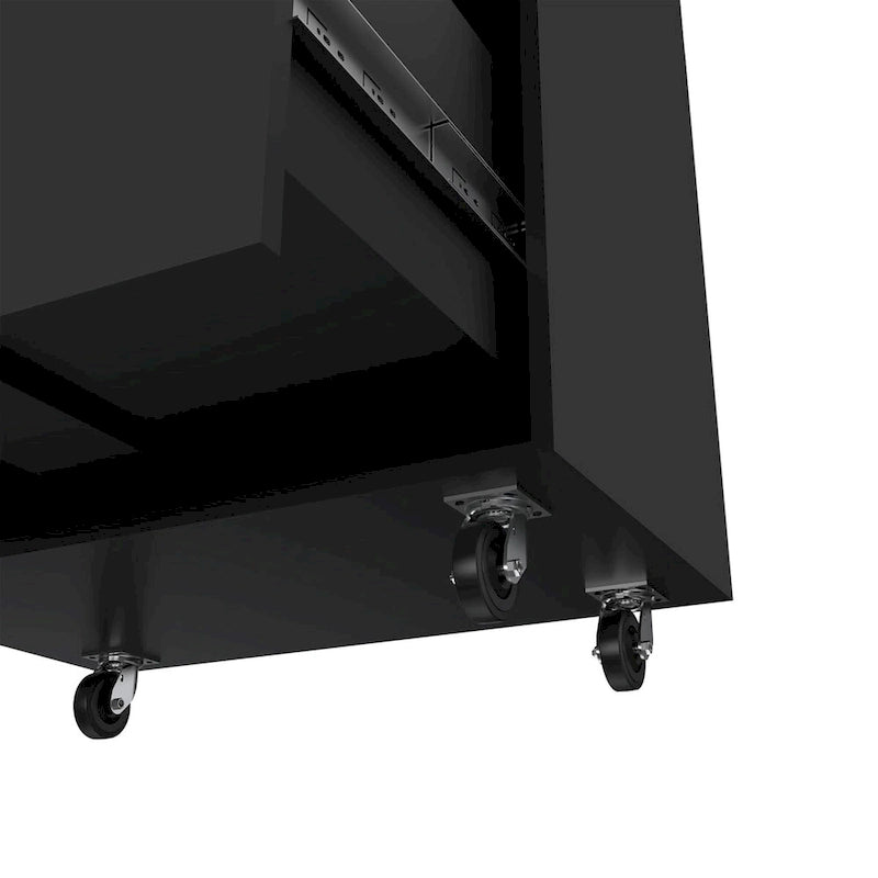 Meuble de Rangement à 3 Tiroirs avec Roulettes, Finition Wengé Noir, Organiseur de Bureau Durable