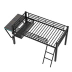 Lit mezzanine mi-hauteur de jeu avec bureau