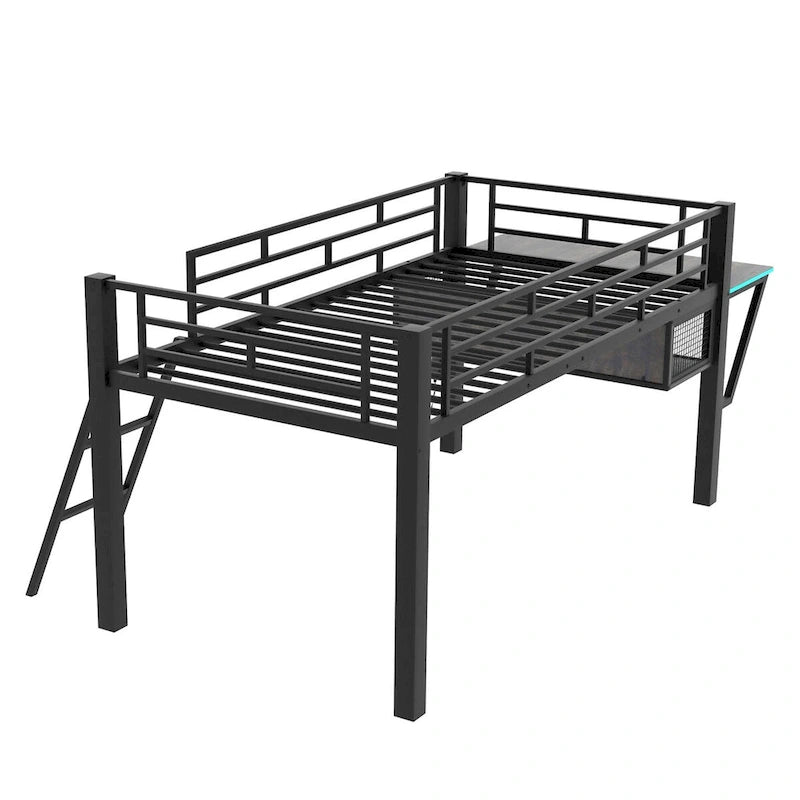 Lit mezzanine mi-hauteur de jeu avec bureau