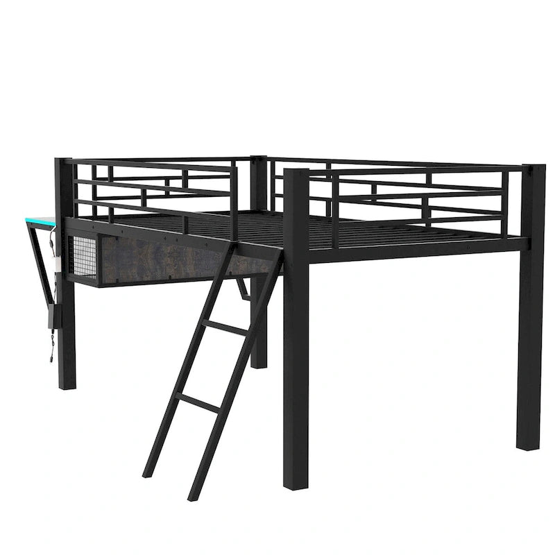 Lit mezzanine mi-hauteur de jeu avec bureau
