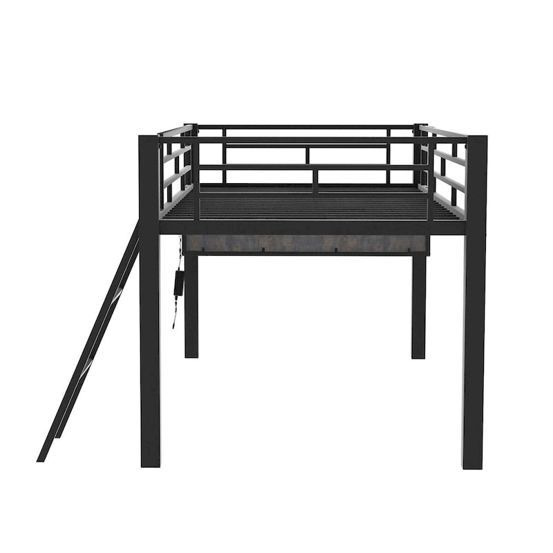 Lit mezzanine mi-hauteur de jeu avec bureau
